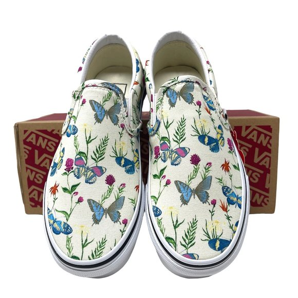 Vans Classic Slip On Buterfly Floral White Canvas Shoes Women's Size VN0A5AO8UC0 - Picture 6 of 11